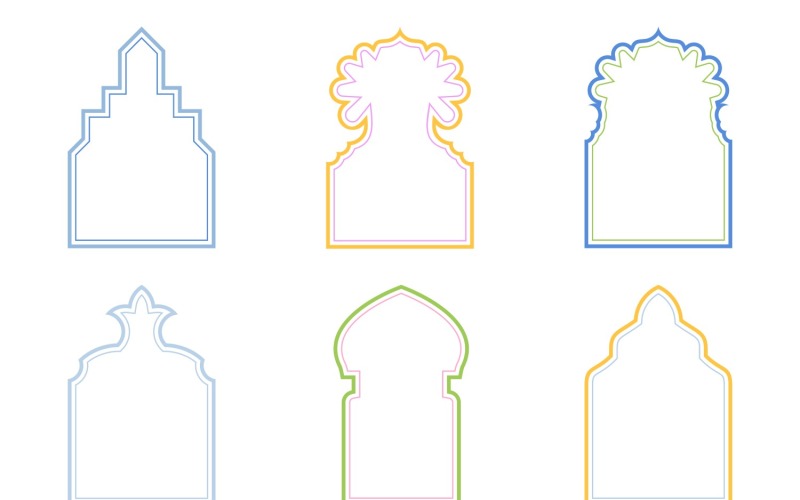 Islamic Arch Design double lines Set 6 - 4 Vector Graphic