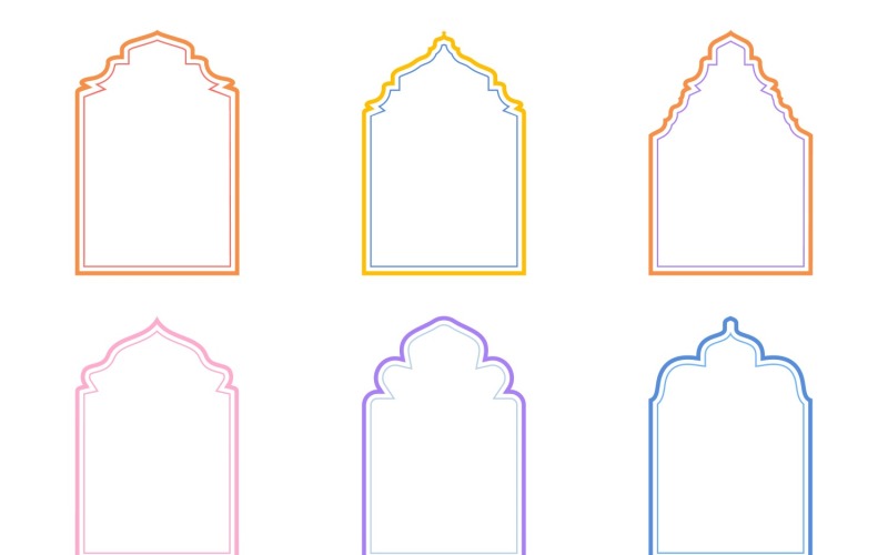 Islamic Arch Design double lines Set 6 - 5 Vector Graphic