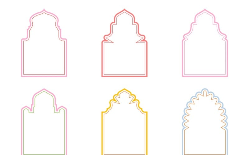 Islamic Arch Design double lines Set 6 - 8 Vector Graphic