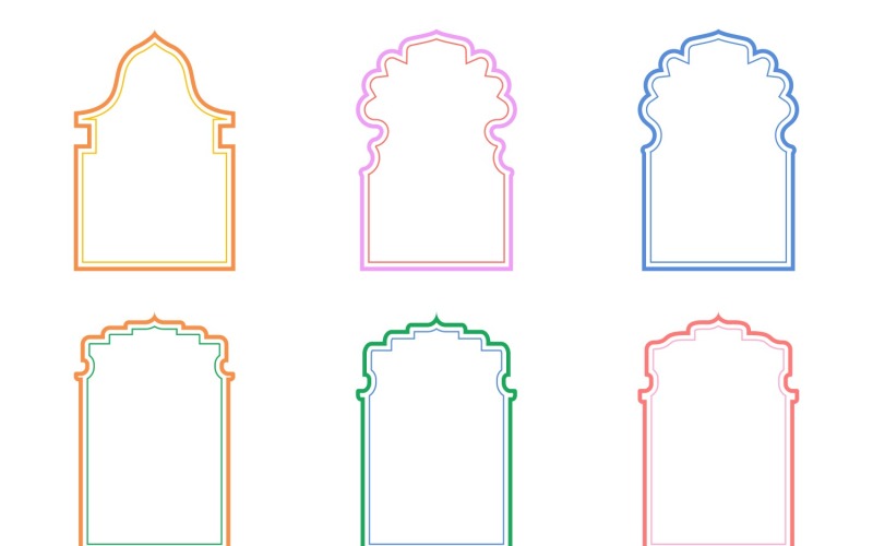 Islamic Arch Design double lines Set 6 - 9 Vector Graphic