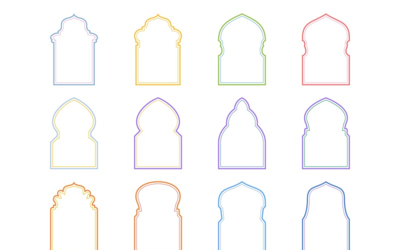 Islamic Arch Design double lines Set 12 - 11 Vector Graphic