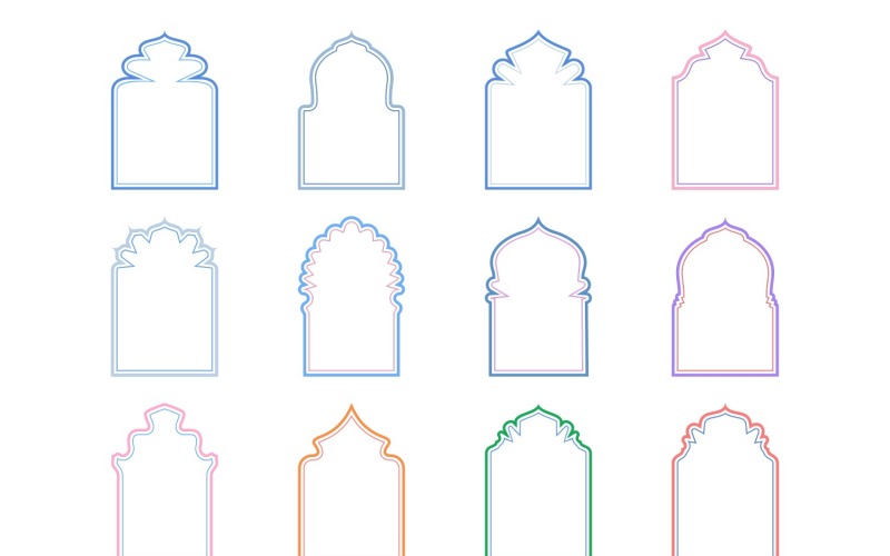 Islamic Arch Design double lines Set 12 - 2 Vector Graphic