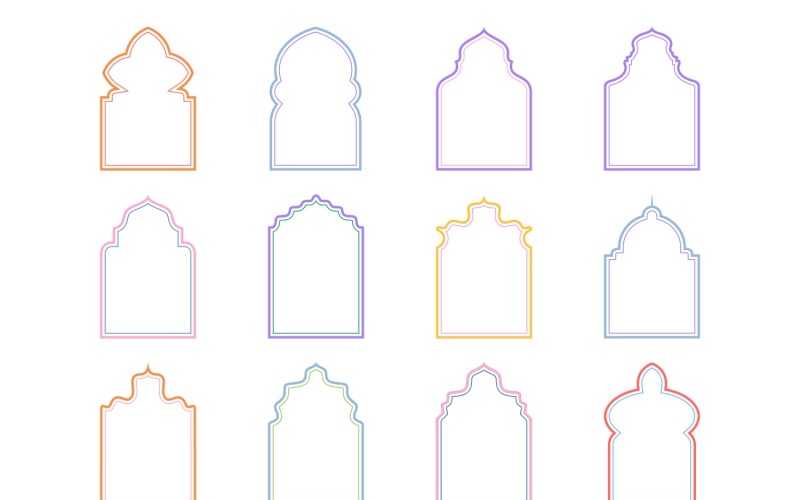 Islamic Arch Design double lines Set 12 - 3 Vector Graphic