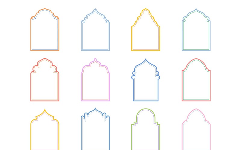 Islamic Arch Design double lines Set 12 - 5 Vector Graphic