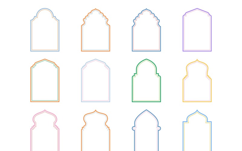 Islamic Arch Design double lines Set 12 - 9 Vector Graphic