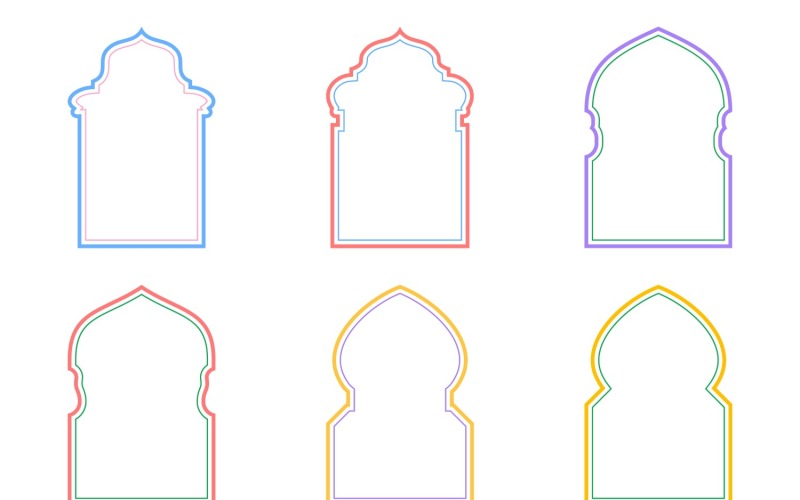 Islamic Arch Design double lines Set 6 - 19 Vector Graphic