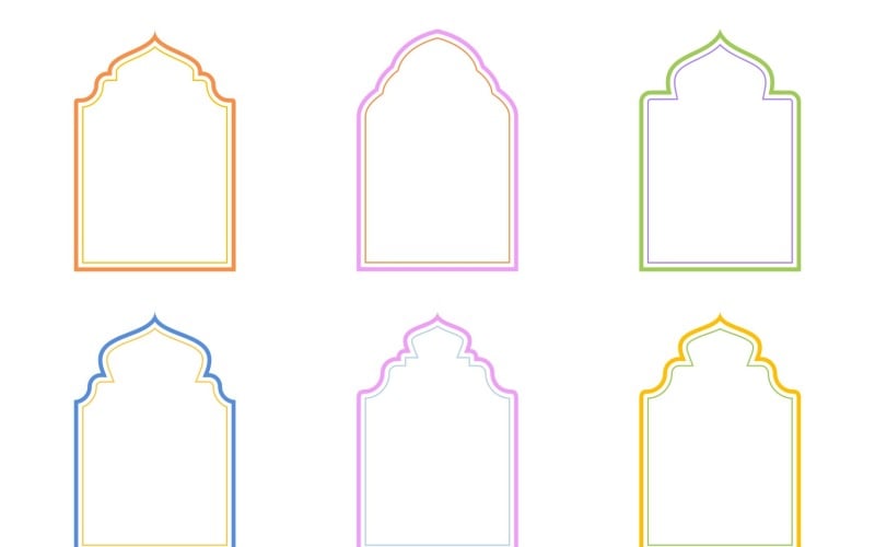 Islamic Arch Design double lines Set 6 - 22 Vector Graphic