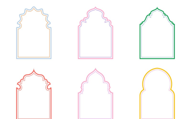 Islamic Arch Design double lines Set 6 - 24 Vector Graphic