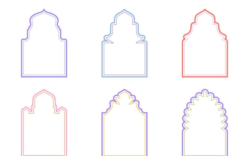 Islamic Arch Design double lines Set 6 - 32 Vector Graphic