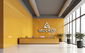 Office reception wall logo mockup