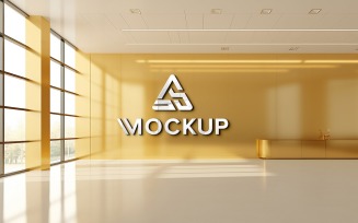 office wall logo mockup 3d