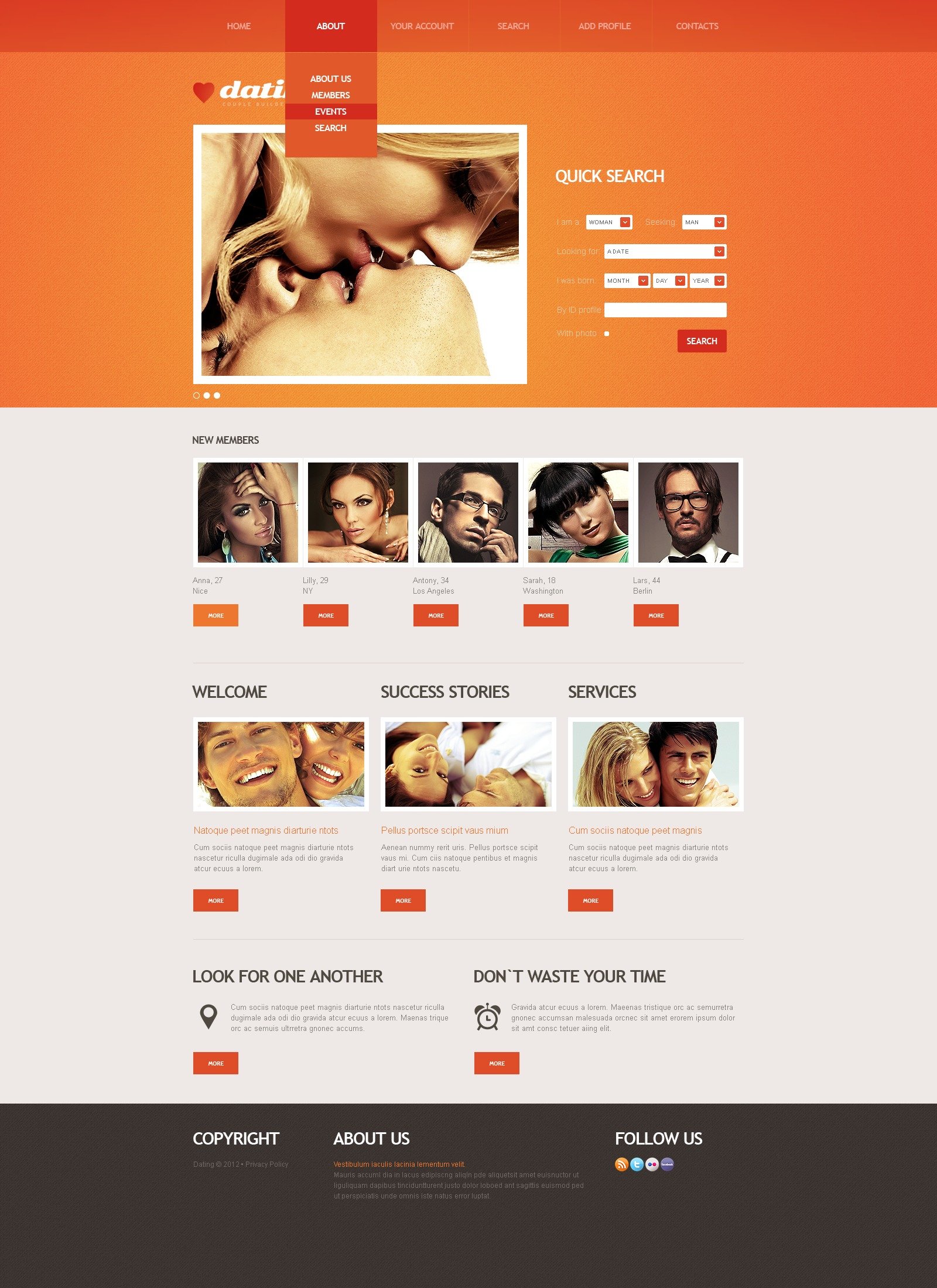 free dating website templates download