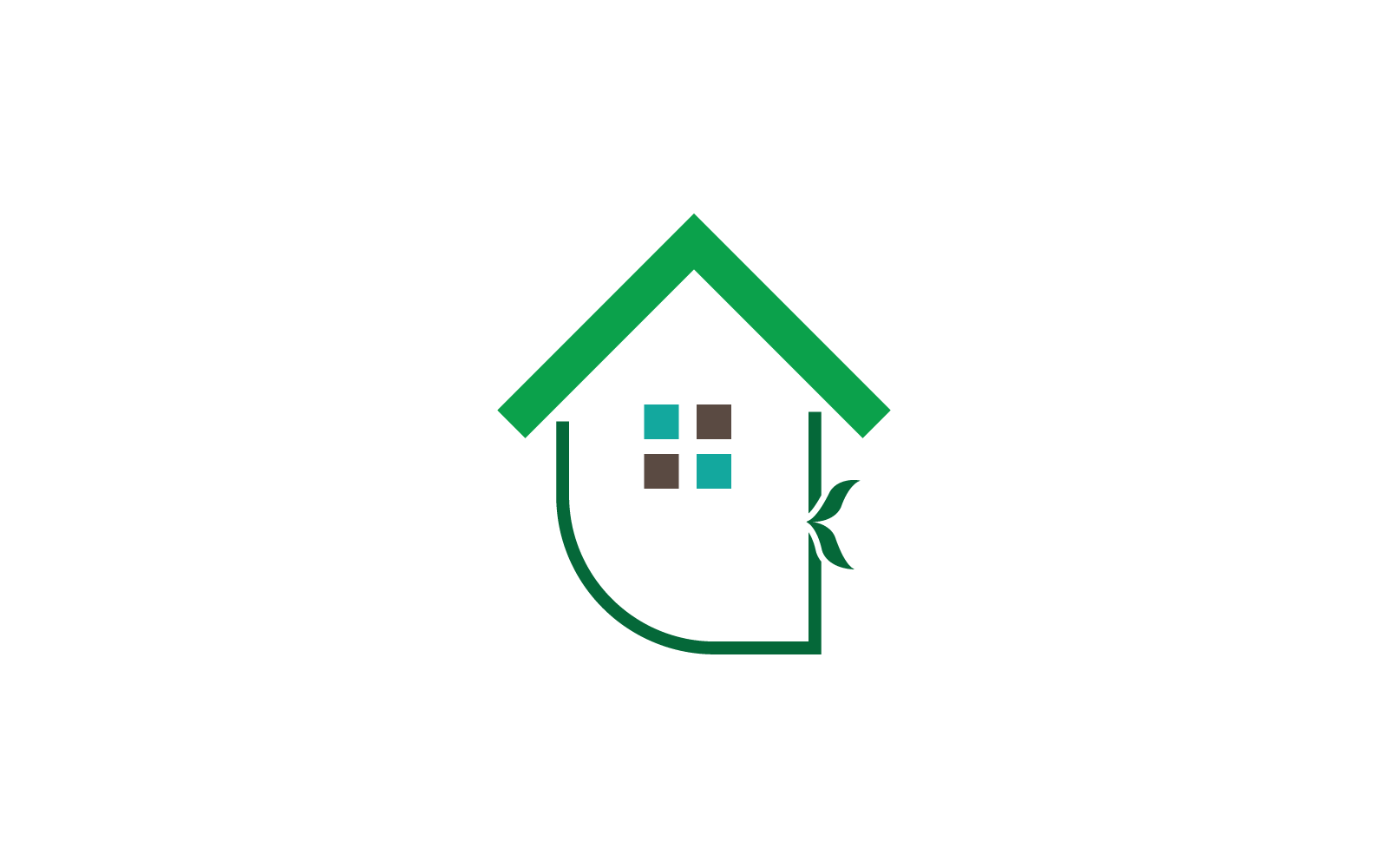 Modèle de conception plate de vecteur de logo de maison verte
