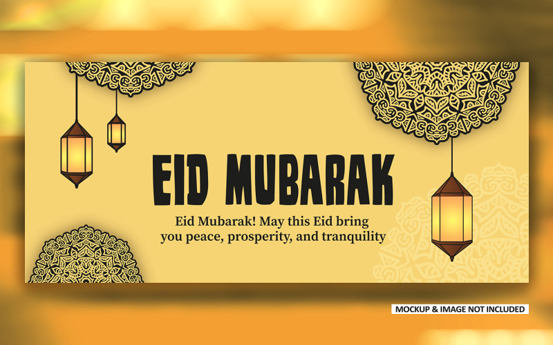 Eid Mubarak greeting post design with bold mandala art, EPS vector design template Social Media