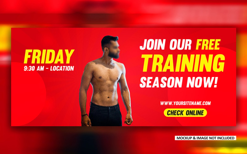 Gym training Social media brand promotional ads banner EPS design template Corporate Identity