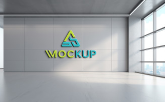 Logo mockup in office gray wall psd