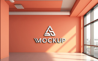 Logo mockup realistic on office indoor