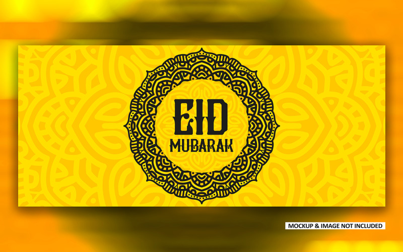 Minimal Eid greeting post design with bold mandala art, EPS vector design template . Social Media