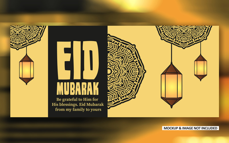Premium Eid Mubarak greeting post design with bold mandala art, EPS vector design. Social Media
