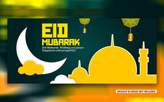 Ramadan Eid greeting post design with bold mandala art, EPS vector design template
