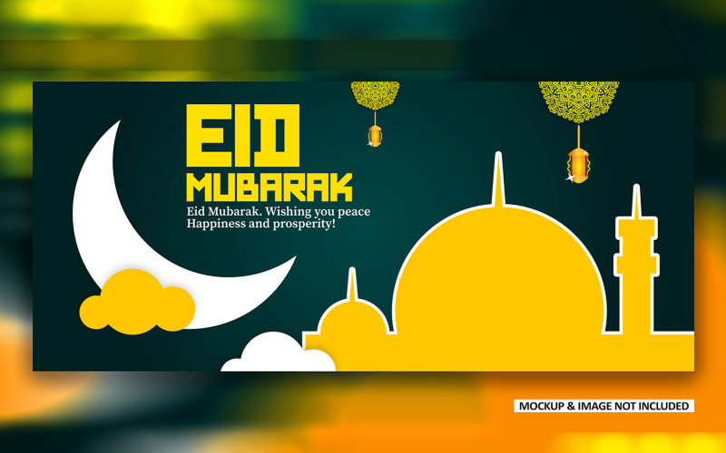 Ramadan Eid greeting post design with bold mandala art, EPS vector design template Social Media