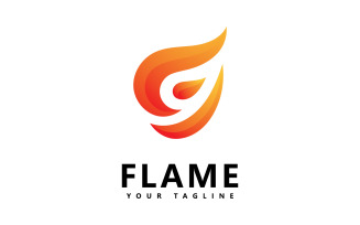 Abstract fire flame logo design V1