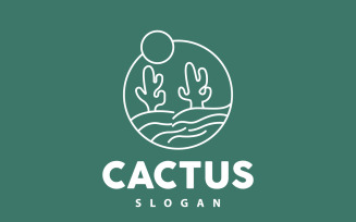 Cactus Logo Desert Green Plant VectorV6