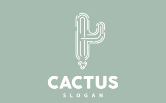 Cactus Logo Desert Green Plant VectorV7