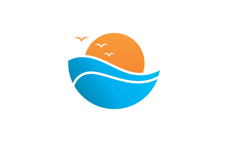 water wave and sun vector symbol V4 Logo Template