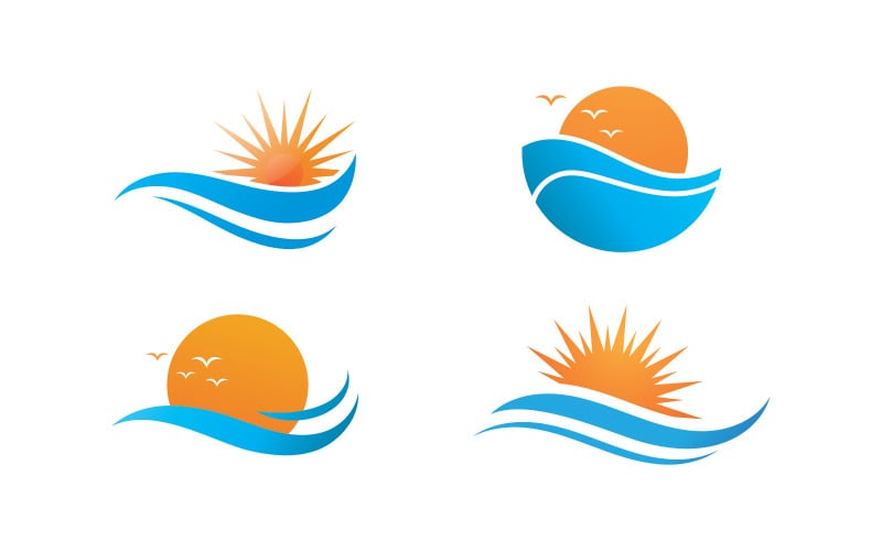 water wave and sun vector symbol V5 Logo Template