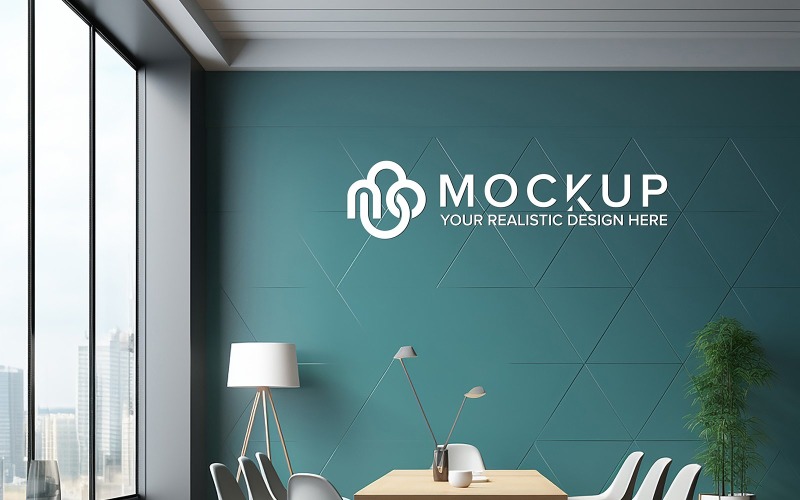 3d logo on wall office modern building meeting room Office meeting room logo mockup 3d Product Mockup