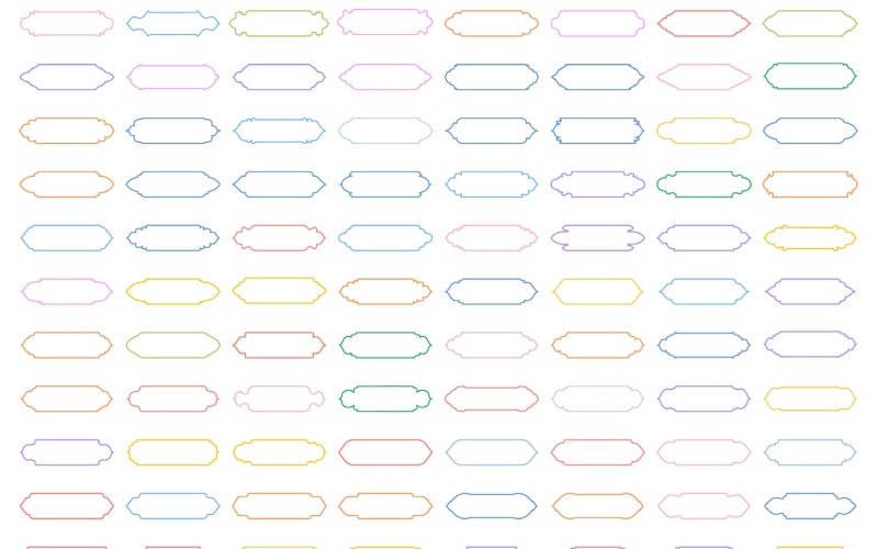 Islamic Label and Name Frame Thin Line Set 100 - 2 Vector Graphic