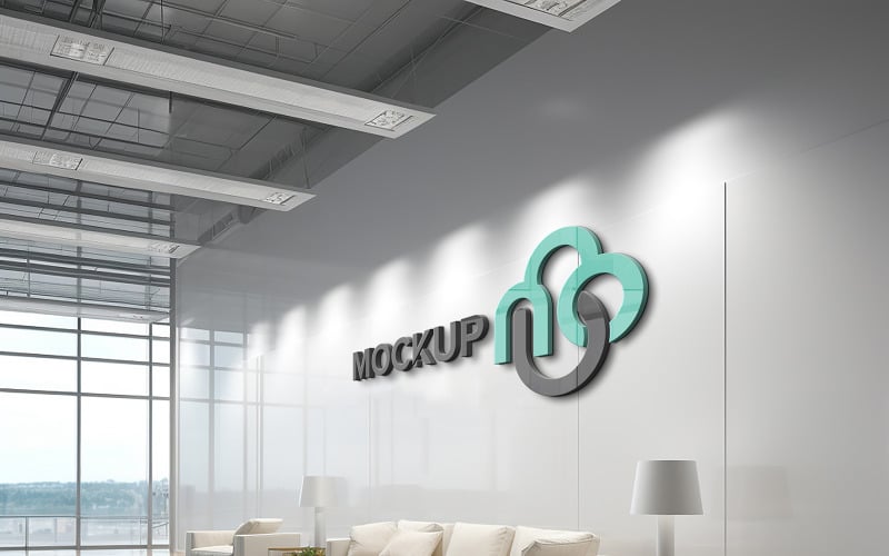 Realistic logo mockup indoor wall elegant Product Mockup