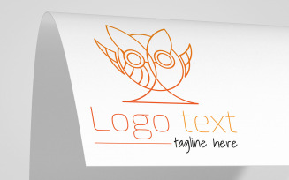 Owl face line art logo template