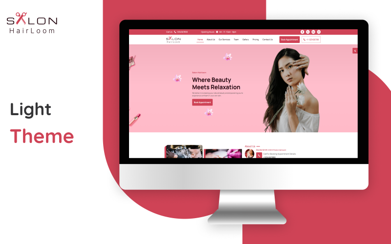 Salon-Hairloom | One Page HTML Website Template With Responsive UI Landing Page Template