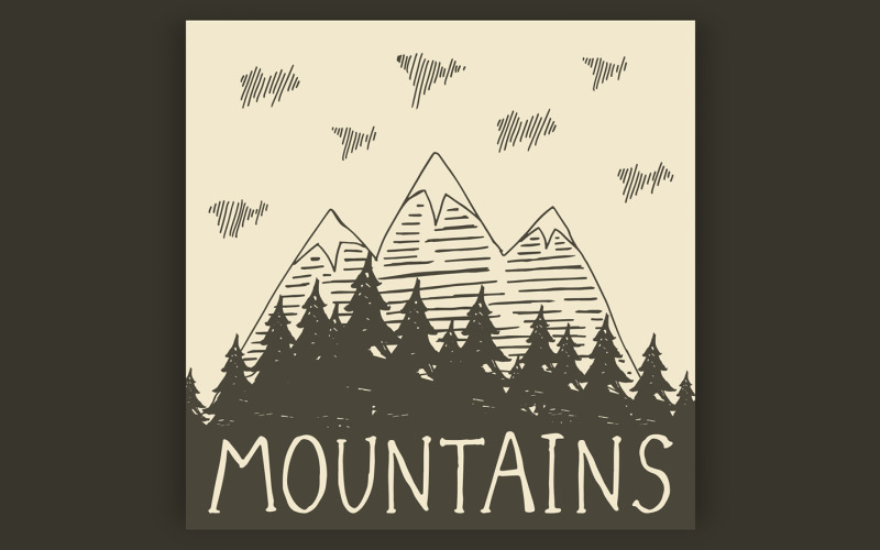An illustration on the theme of a natural mountain Illustration
