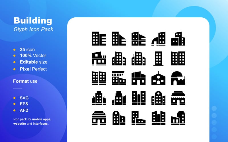Building construction glyph icon pack Icon Set