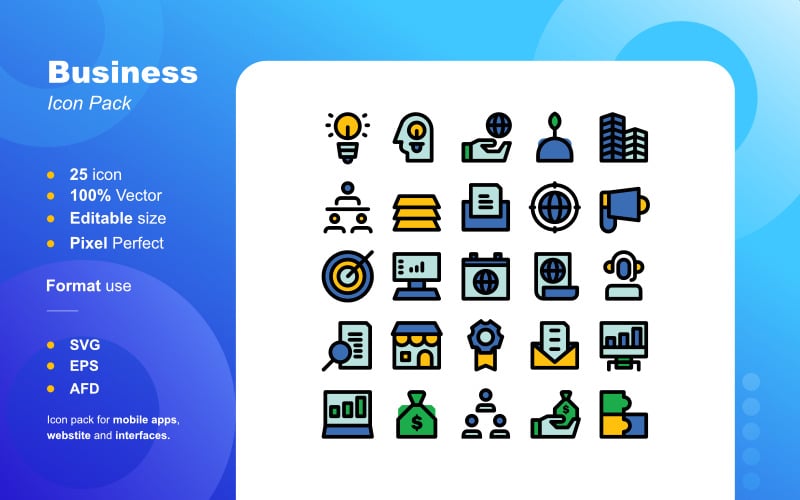 Business strategy filled icon pack Icon Set