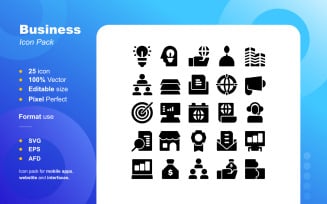 Business strategy glyph icon pack