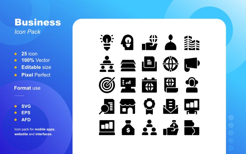 Business strategy glyph icon pack Icon Set