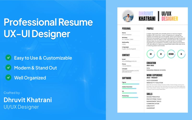 Resume / CV Template Of Designer Resume Template
