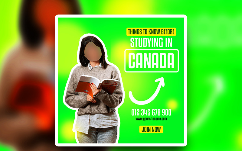 Studying in Canada Advertisement Square psd design Social Media