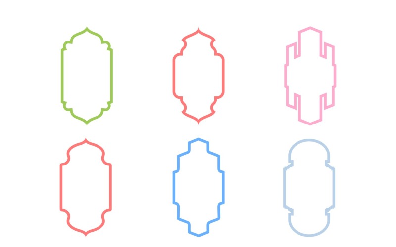 Islamic Vertical Frame Design Bold Line Set 6 - 1 Vector Graphic