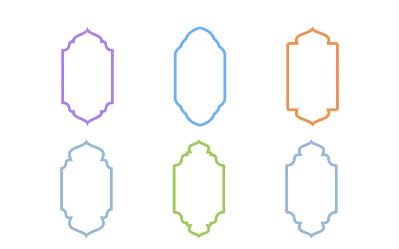 Islamic Vertical Frame Design Bold Line Set 6 - 22 Vector Graphic