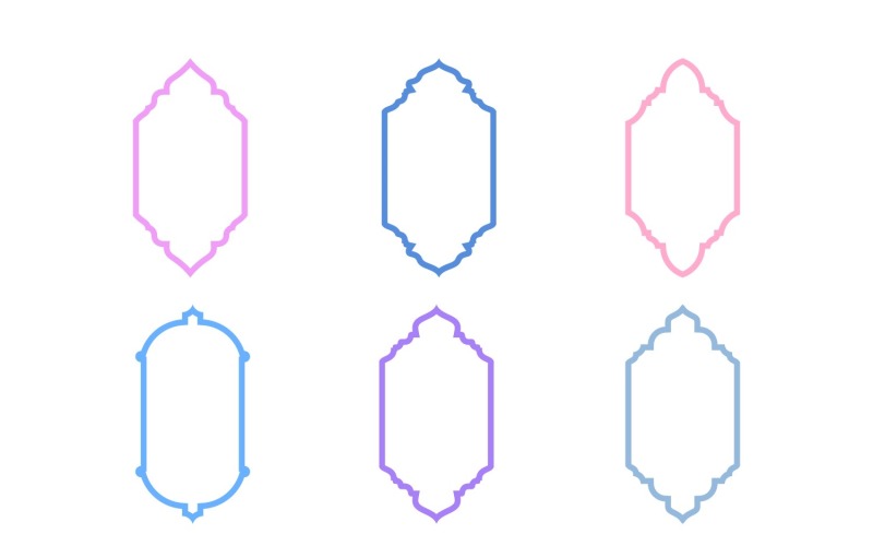 Islamic Vertical Frame Design Bold Line Set 6 - 28 Vector Graphic