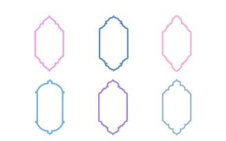 Islamic Vertical Frame Design Bold Line Set 6 - 28