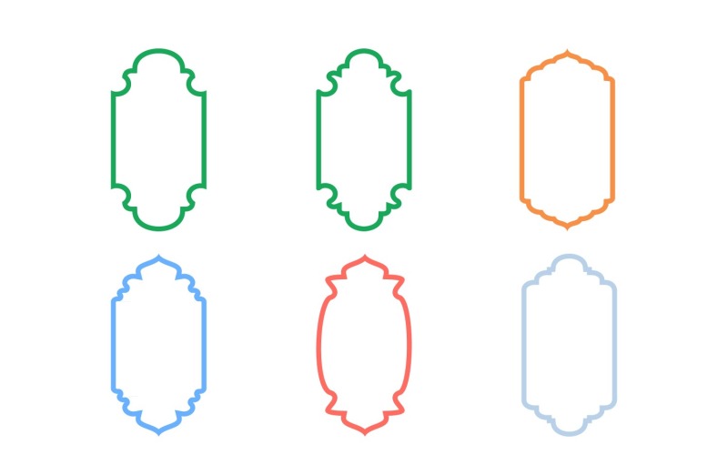 Islamic Vertical Frame Design Bold Line Set 6 - 29 Vector Graphic