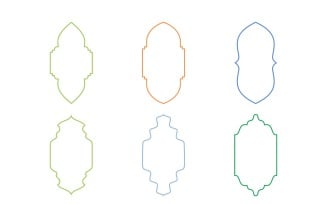Islamic Vertical Frame Design Thin Line Set 6 - 24