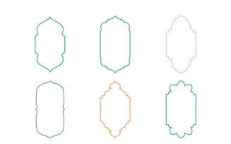 Islamic Vertical Frame Design Thin Line Set 6 - 34
