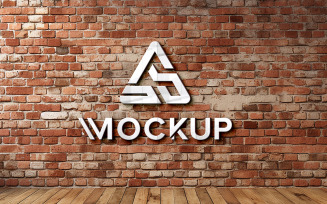 3d logo mockup on bricks wall indoor psd